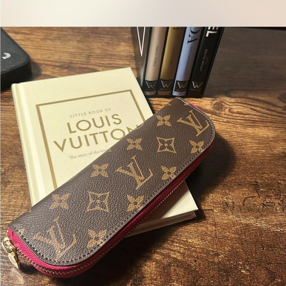 Louis Vuitton Brown and Magenta Monogram Pencil Pouch